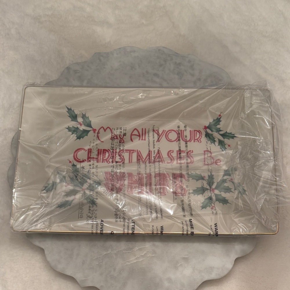 Lenox Holiday Platter with Holly and Text - Picture 2 of 5